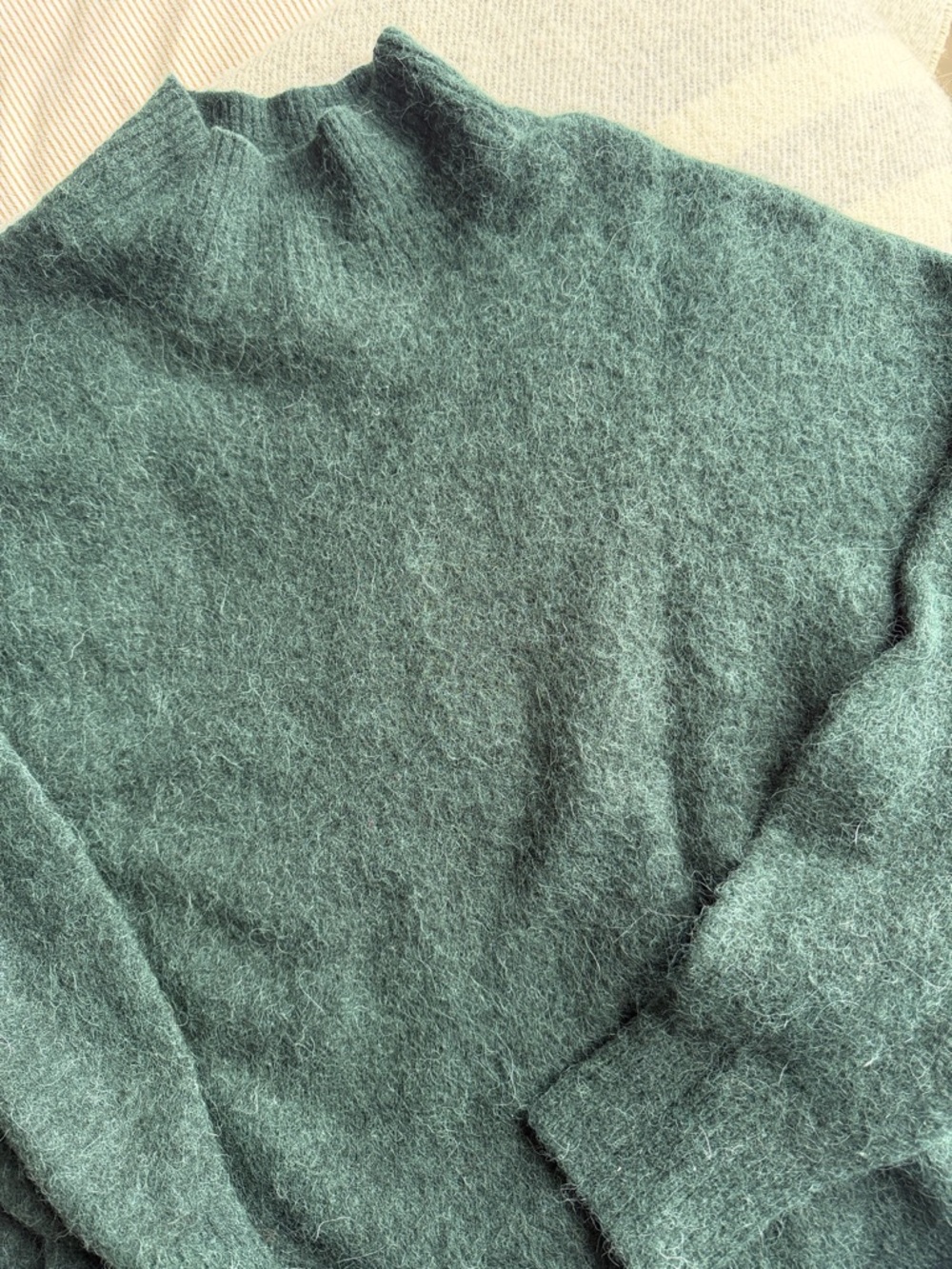 & Other Stories Dark Green Turtleneck Sweater with split hemline